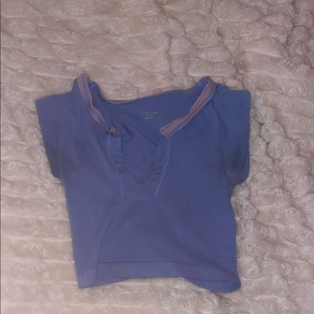 Urban Outfitters Out From Under Blue and Pink Ribbed Top